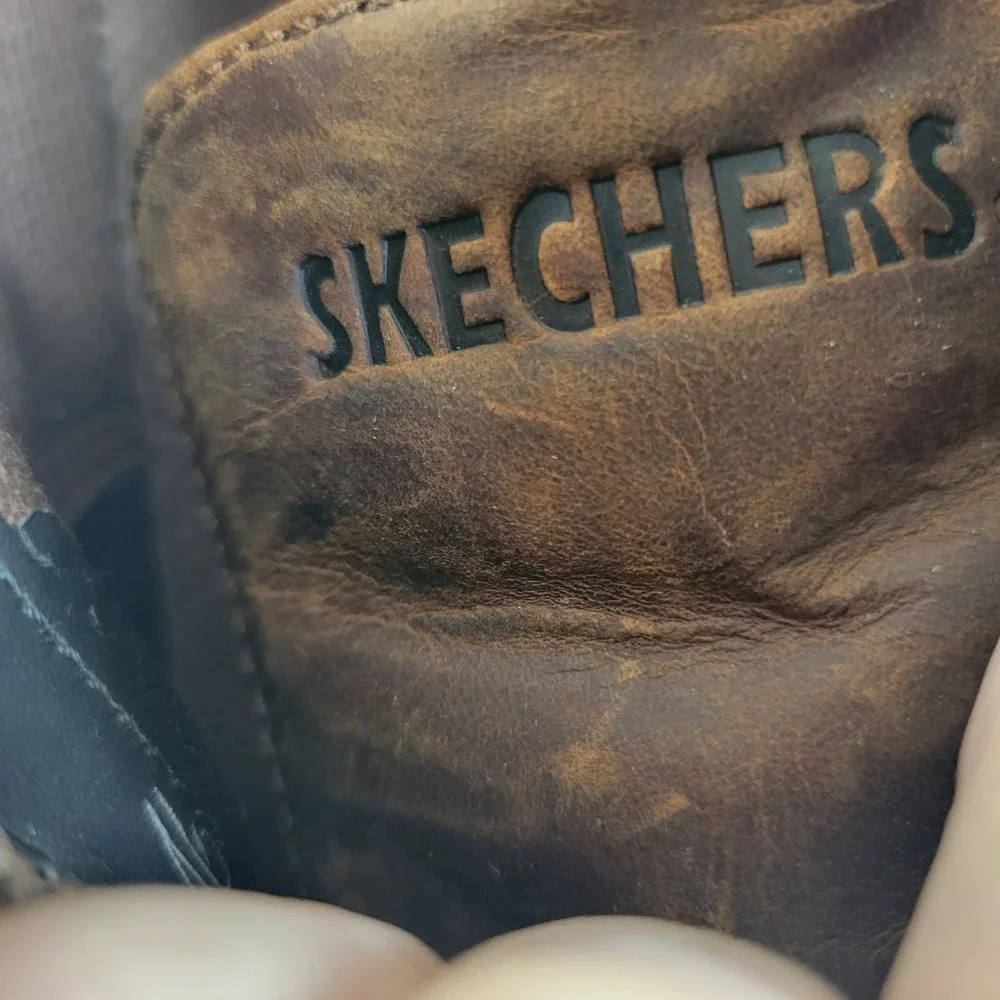 Skechers Mens Tom Cats Brown Leather Utility Shoes Size 13 Lug Sole